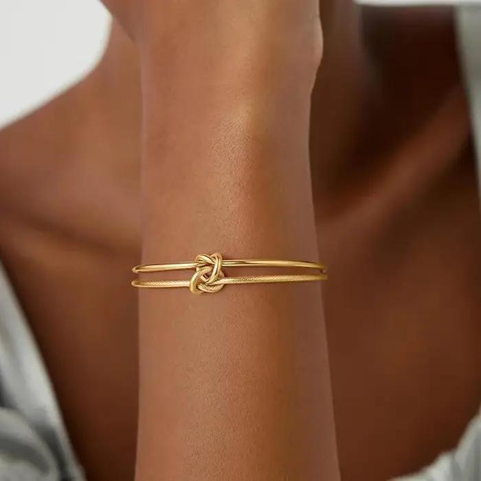 Bracelets à Double couche avec nœud pour femmes
