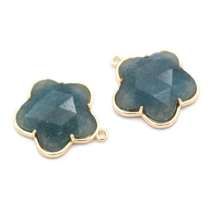 10 pièces bricolage boucles d'oreilles bijoux accessoires facettes pierre naturelle pendentif étoile breloques Quartz Rose Lapis Labradorite pierre pendentif