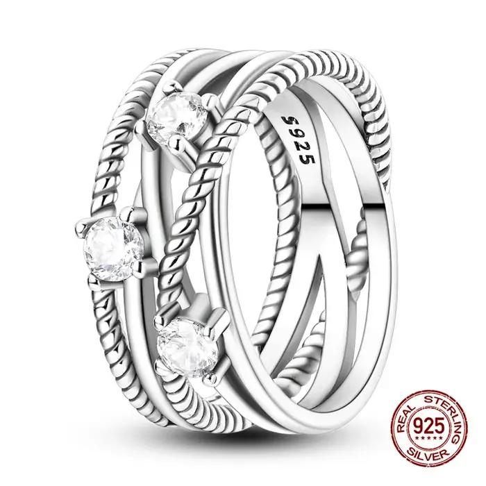 Bagues originales en argent Sterling 925, empilables, en argent infini avec zircon, pour femmes, bijoux pour anniversaire de mariage, cadeau d'anniversaire, tendance