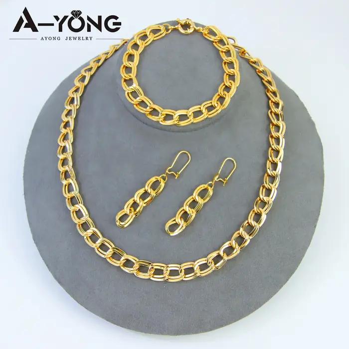 Ensemble de bijoux en or Punk du moyen-orient plaqué or 21 carats pour femmes de Dubaï