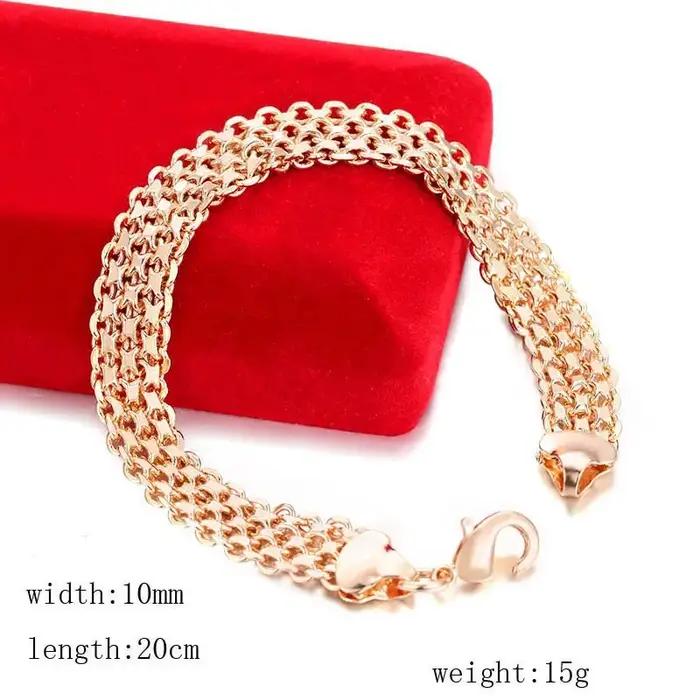 Grand Bracelet de 10MM 12MM de large pour femmes et hommes, chaînes caténérales de couleur or Rose 5