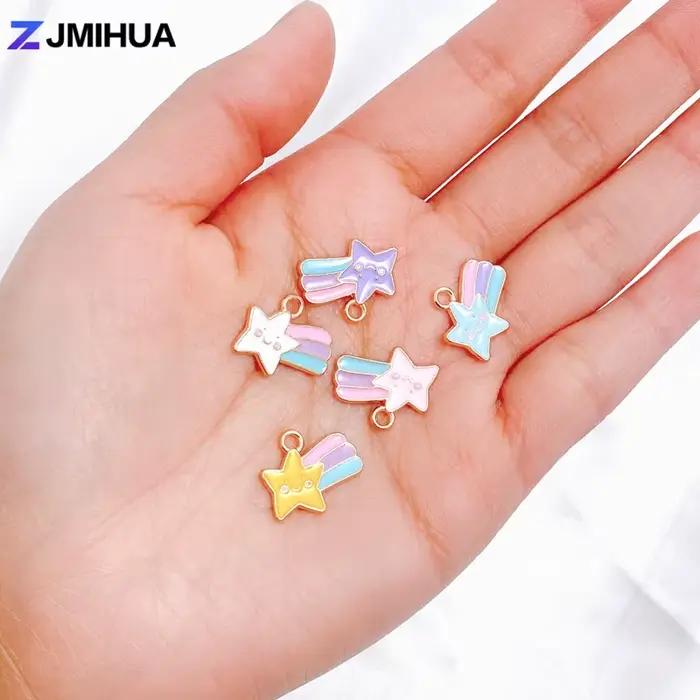 15pcs Émail Arc-En-Ciel Étoile Charmes Pour La Fabrication De Bijoux Fournitures Accessoires BRICOLAGE À La Main Boucles D'oreilles Pendentif Colliers Bracelets Cadeaux