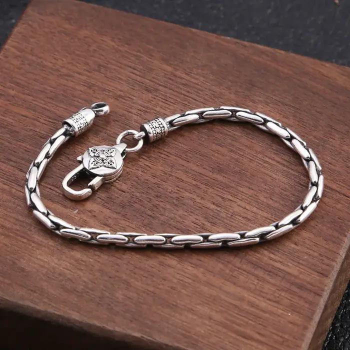 Bracelets tissés à la main en argent S925 pour hommes et femmes