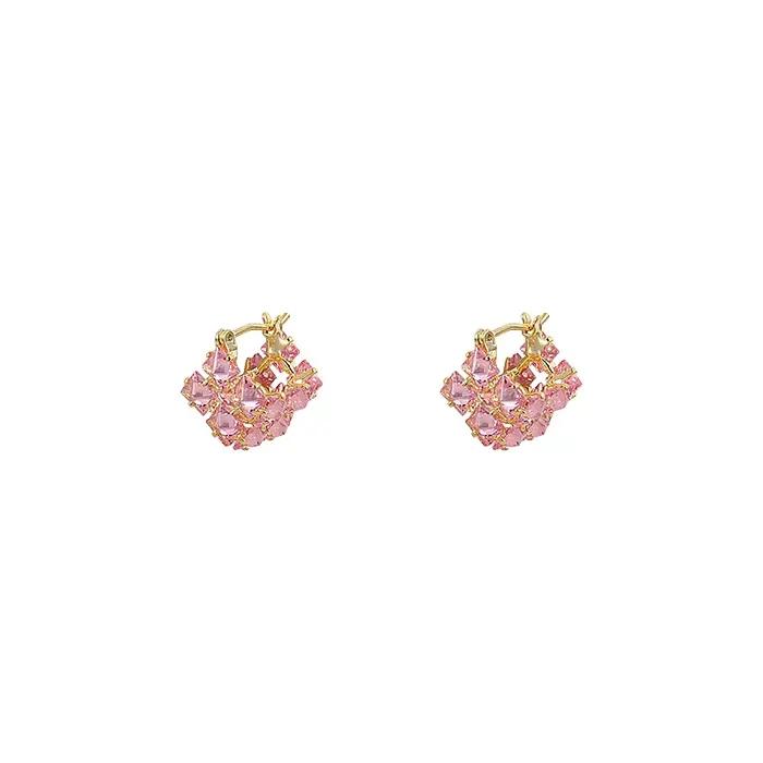 Boucles d'oreilles en forme de panier en métal creux incrusté pour femmes et filles, accessoire d'oreille exquis, bijoux luxueux et brillants, contre-indiqué, 2024