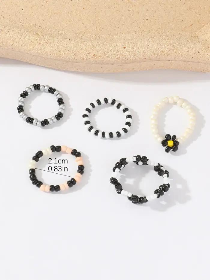 Bagues en perles de rocaille pour femmes, design bohème, motifs floraux, bagues minimalistes et colorées pour soirées et occasions spéciales