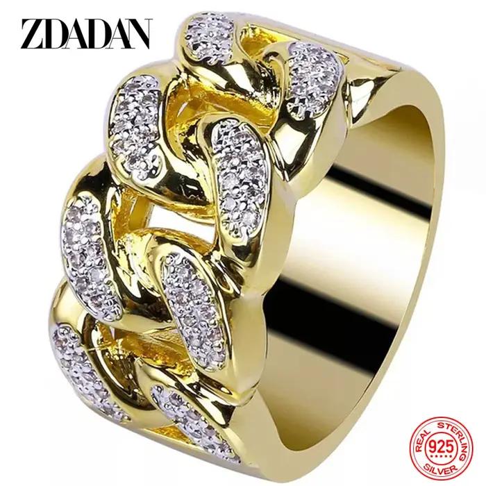 ZDADAN – bague en argent Sterling 925, or 18 carats, Zircon, pour hommes et femmes, bijoux à la mode