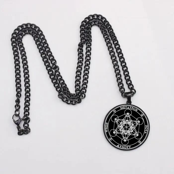 Metatron's Cube Kabbale pendentif collier femmes hommes amulette spirituelle mystique en acier inoxydable bijoux accessoire cadeau