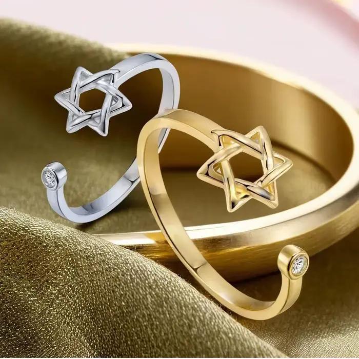 YILUOCD – bague juive en Zircon hexagonal creux pour femmes