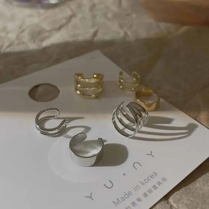 Boucles d'oreilles à Clip en forme de feuilles de couleur argent pour femmes et hommes