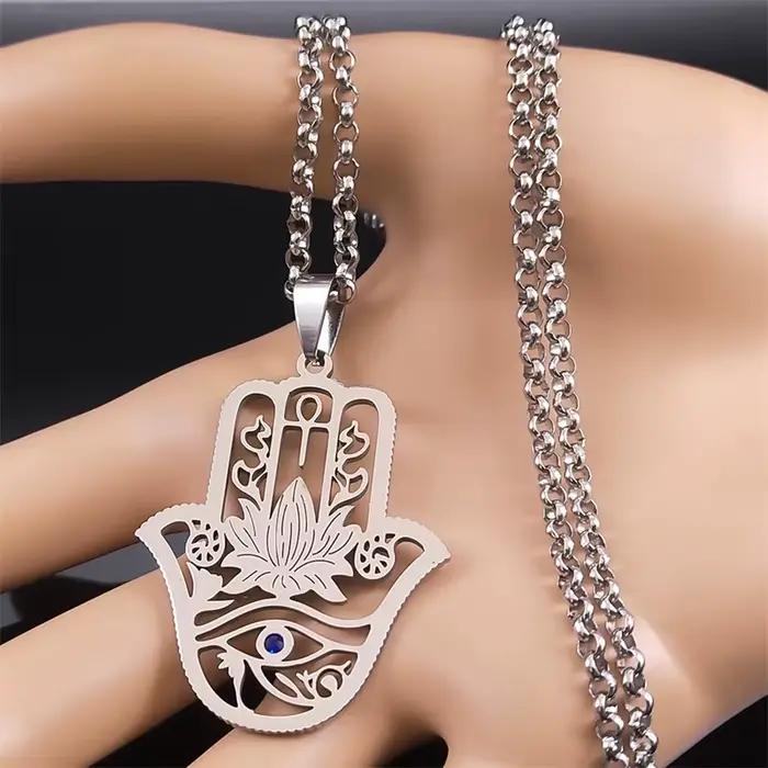 Collier Hamsa Main de Fatima Annie Fleur Oeil d'Horus pour Femme