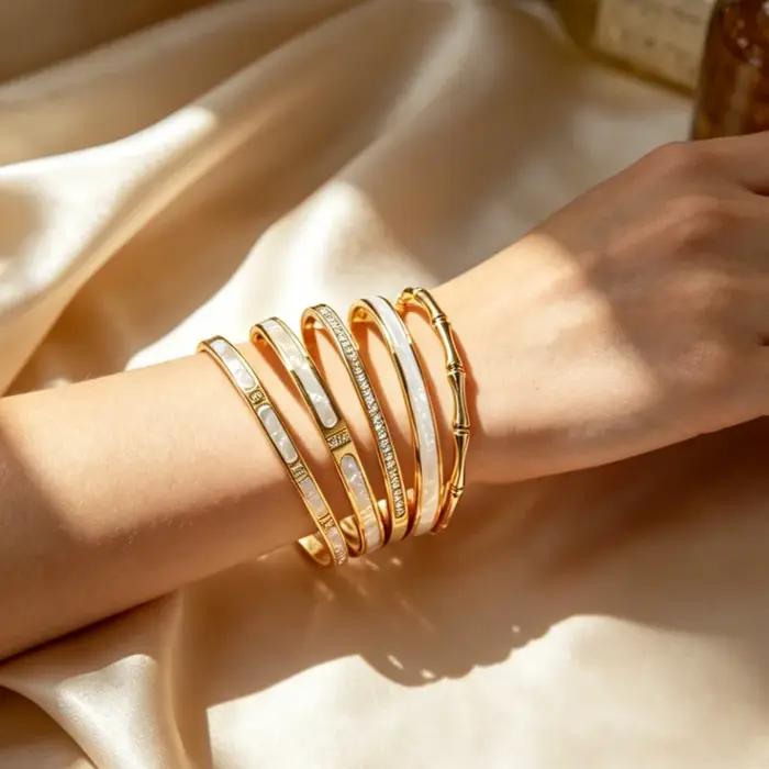 Ensemble de bracelets empilables en acier inoxydable pour femmes