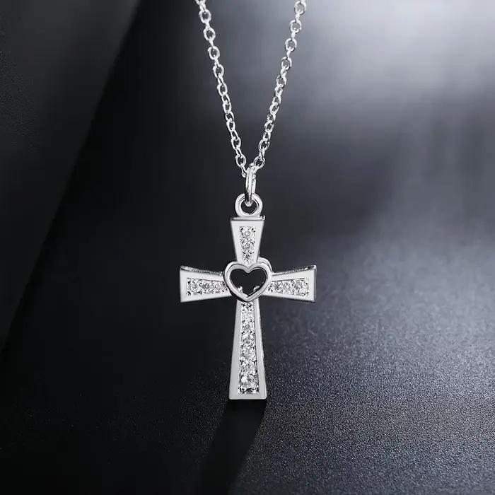 Collier en argent Sterling 925 pour femmes, bijoux de luxe pour mariage, pendentifs en forme de croi