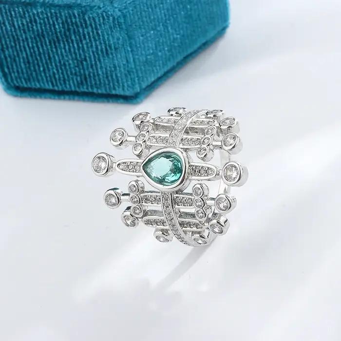 Bague en Zircon Paraiba scintillant pour femmes