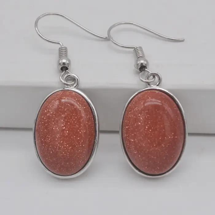 Boucles d'oreilles ovales en pierres de Labradorite