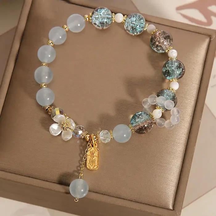 Bracelet en chalcédoine naturelle style coréen pour femme