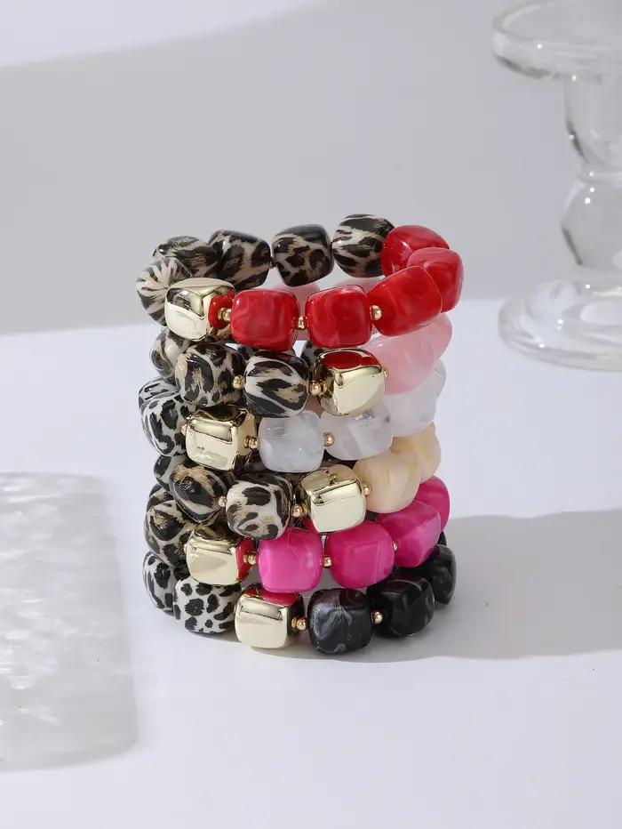 Bracelet en acrylique imprimé léopard pour femme