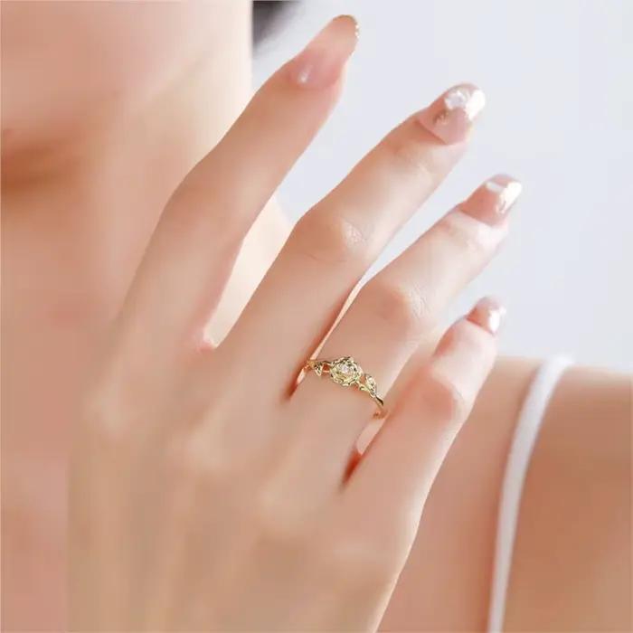 Bague Fleur Anenjery bijou floral hypoallergénique pour femmes occasions spéciales cadeau d'anniversaire ajustable en cuivre zircone cubique
