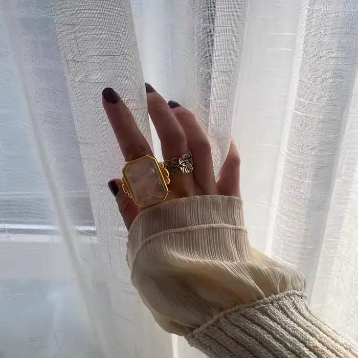 Bague en cristal cube de sucre carré, mode rétro française
