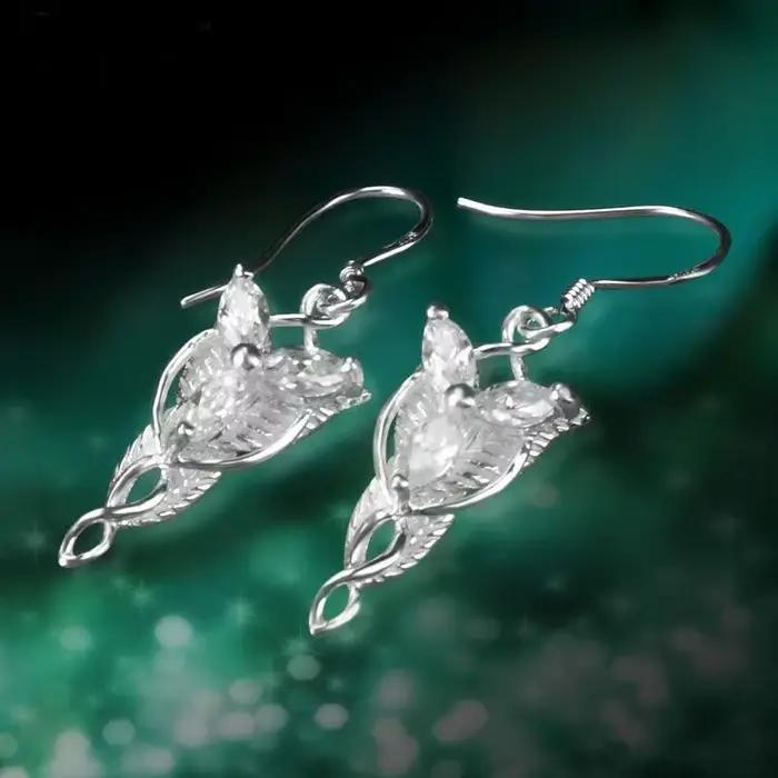 Arwen Evenstar-Boucles d'oreilles en argent regardé S925 pour femme, Elfstone Eellers ar Aragorn Galadriel, Elfes Princess Crystal Movie Jewelry