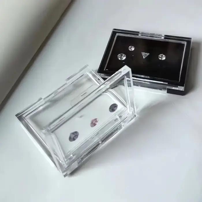 Boîte de présentation de bijoux avec pierres précieuses claires support organisateur en diamant vitrine d'emballage en pierre de Zircon modèle de pierres précieuses en strass collants pour bijoux occasions spéciales