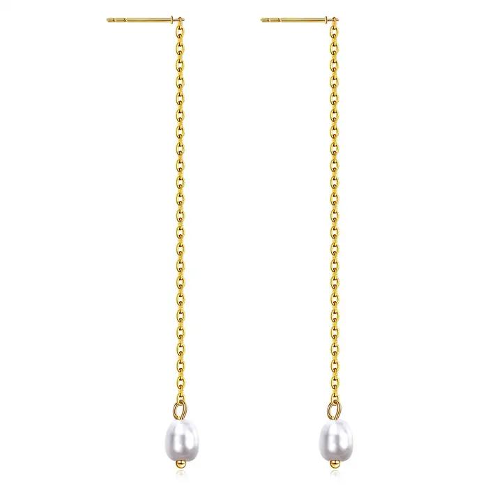 Boucles d'oreilles en perles classiques longues pour femmes élégantes à offrir pour occasions spéciales
