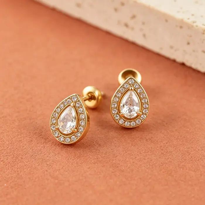 Boucles d'oreilles délicates en forme de goutte d'eau géométrique pour femmes