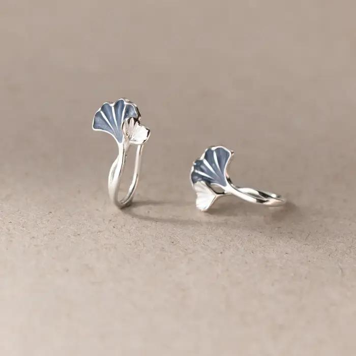 Boucles d'oreilles en argent Sterling 925 pour femmes, feuille de Ginkgo, accessoires de bijoux de l