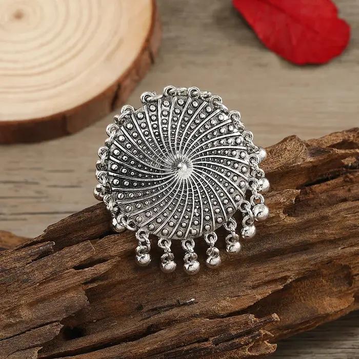Bagues rondes en argent ethnique Boho pour femmes
