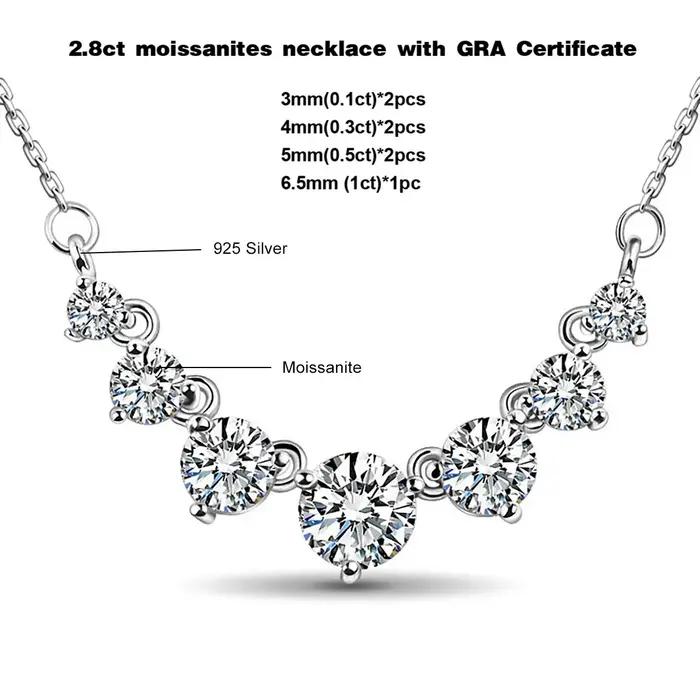 SBeauté 7 Charbon Mosanites Diamond Colliers pour femmes, Argent regardé 925, Luxe, Rotterdam, Bijou