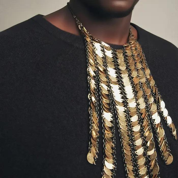 Collier cascade vintage en métal pour femme