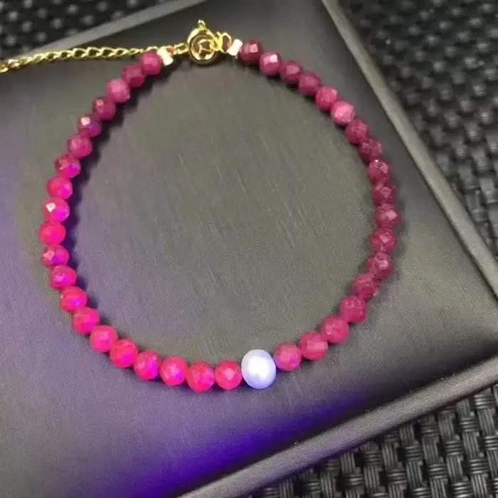 Unité un Bracelet populaire spécial rubis naturel cristal guérison facettes perle Bracelet pour bijo