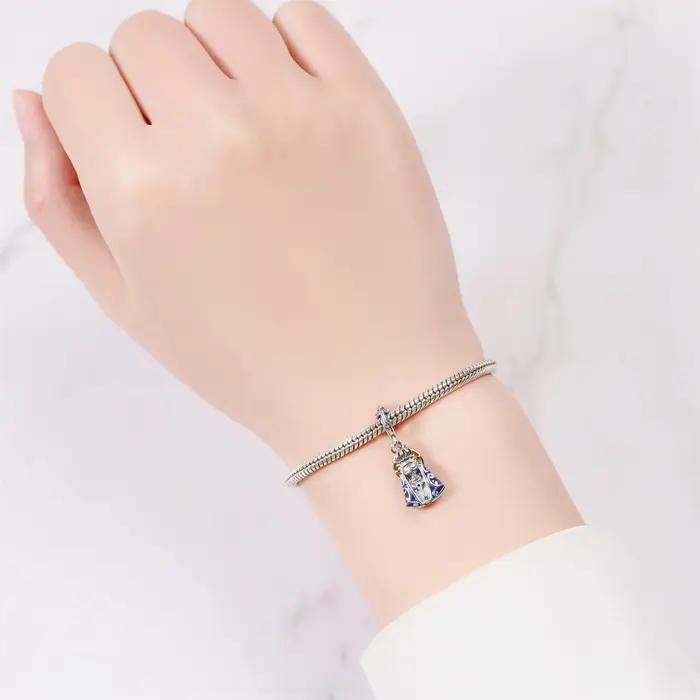 Bracelet à breloques en argent regardé 925 pour femme