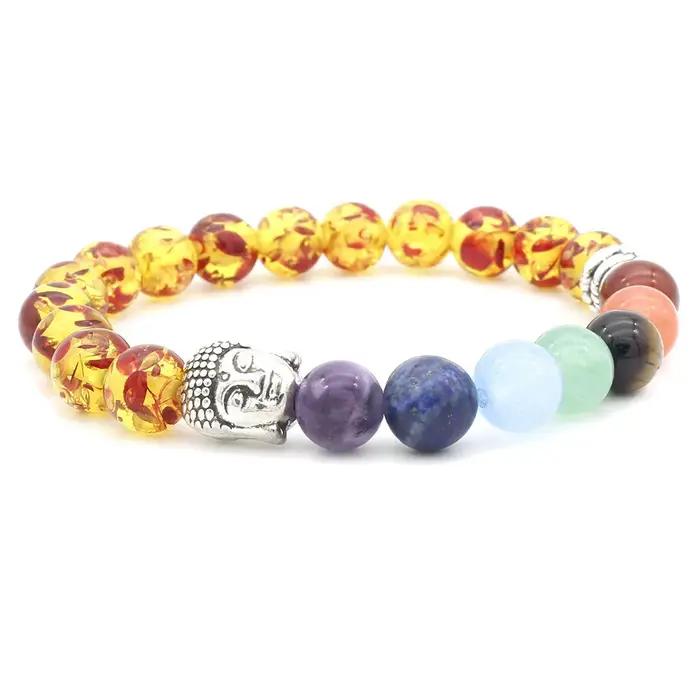 Bracelet 7 Chakra avec carte de signification pour hommes et femmes