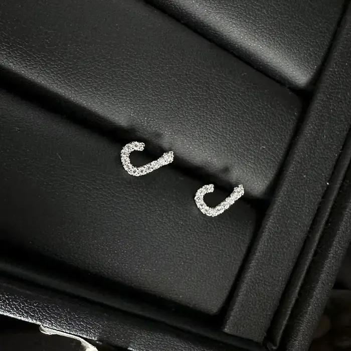 Boucles d'oreilles avec lettres d'amour arabes pour femmes, plaqué argent, en Zircon AAA, bijoux est