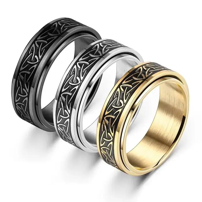 Anneau en acier inoxydable vintage viking celtique noeud rune rotatif pour hommes occasions spéciales cadeau romantique