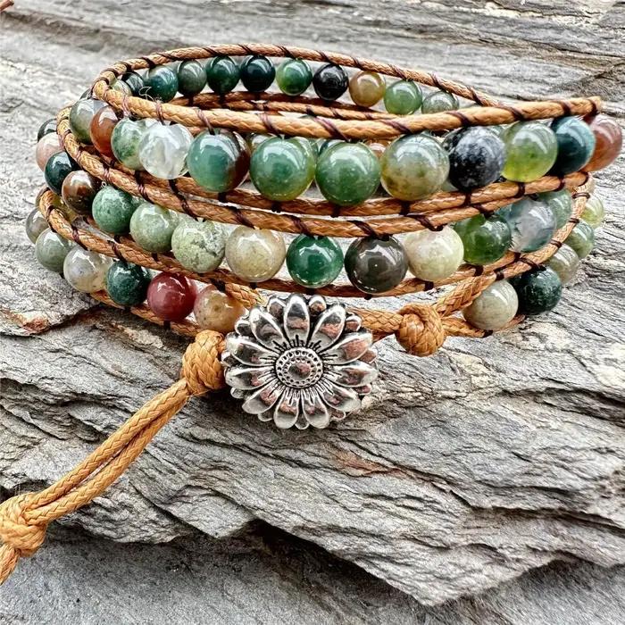1 pièces bracelet de perles multicouche tissé à la main en pierre naturelle de vente chaude