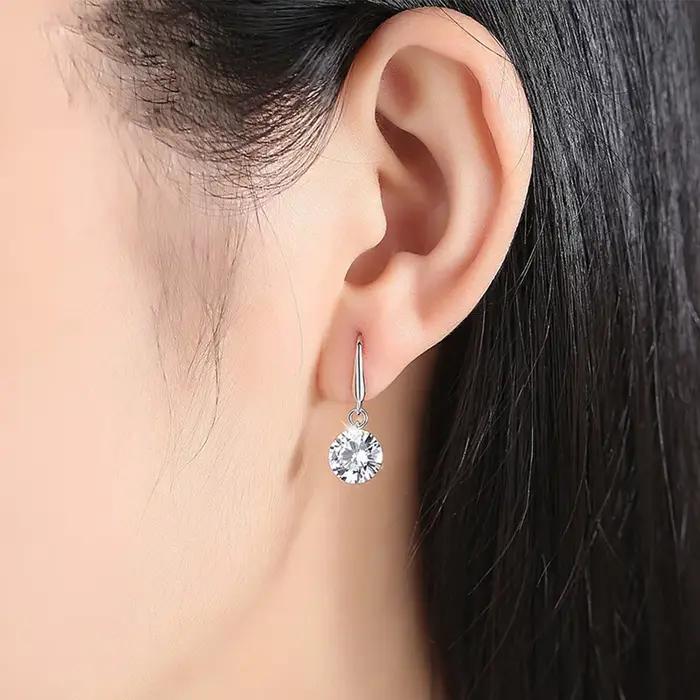 Boucles d'oreilles en argent Sterling 925 serties de zircon scintillant pour femmes occasions spéciales soirée élégante à offrir cadeau mariage anniversaire