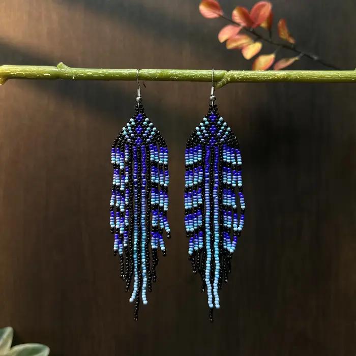 Boucles d'oreilles pendantes géométriques à franges