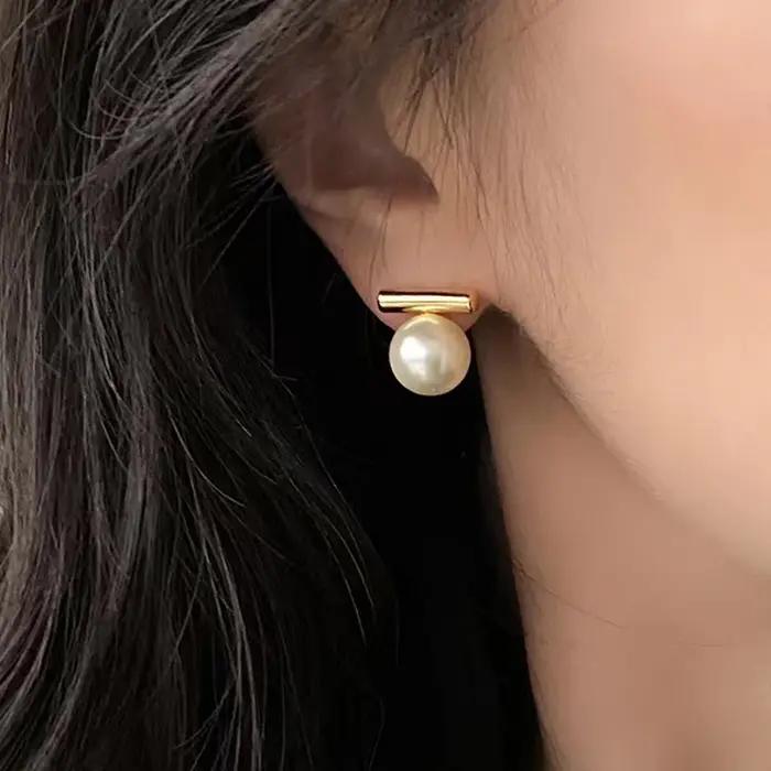 Boucles d'oreilles pendantes en Imitation de perles grises
