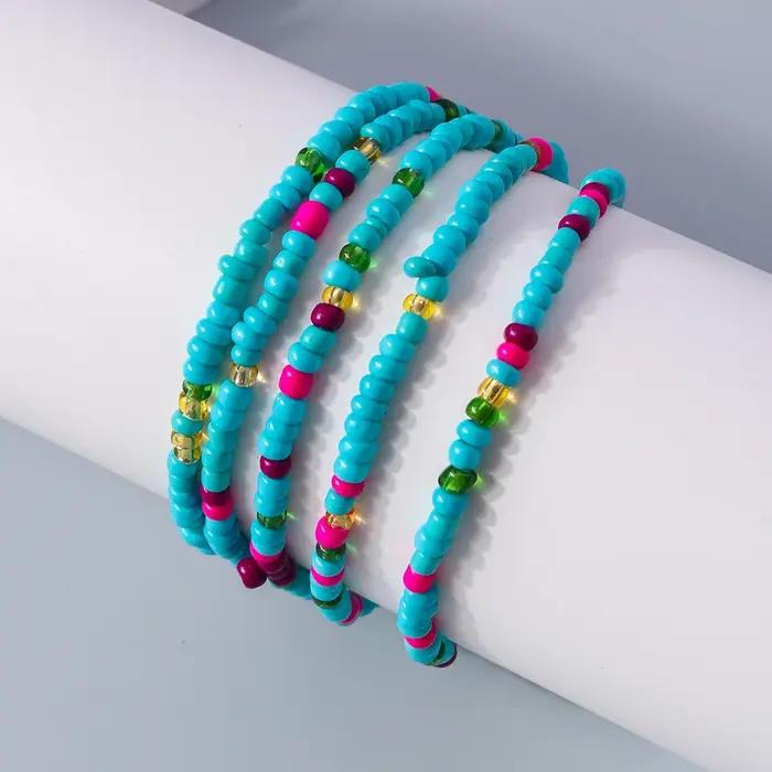 Bracelet multilayé à perles colorées résine bohème romantique pour femmes occasions spéciales cadeaux quotidiennes festives