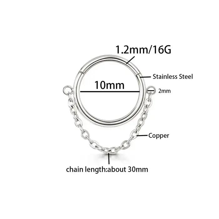 16G chaîne en acier inoxydable conque oreille Piercing articulé Clicker Segment Septum oreille annea