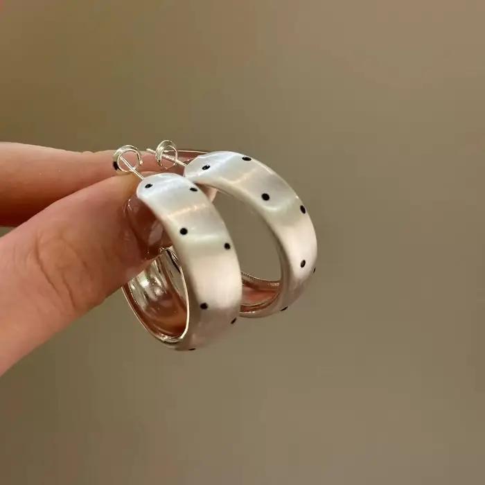 Boucles d'oreilles rétro géométriques circulaires à pois pour femmes