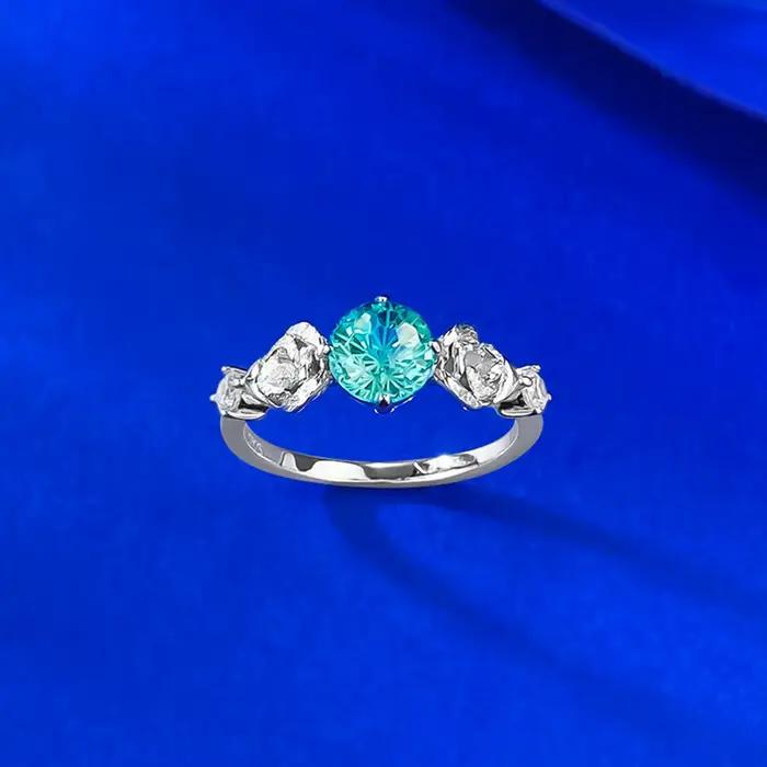 Wong Rain – bague de fiançailles ronde en argent Sterling 925