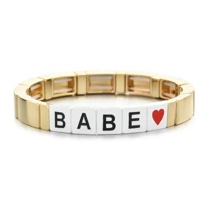 Bracelet élastique en émail couleur or pour maman