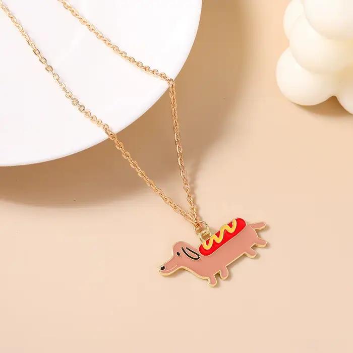 Collier Aihua avec pendentif chien teckel mignon, idéal pour les fêtes d'anniversaire, cadeaux de bi