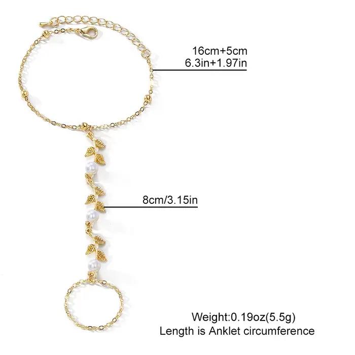 Bracelet de doigt pour femme, série Océan d'été, motif fleur, étoile de mer, perle, couleur or, bijou de main tendance pour les vacances, accessoire cadeau