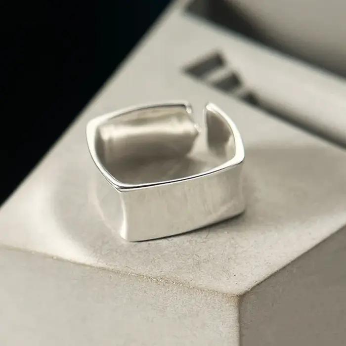 Bagues carrées en argent Sterling 925 pour femmes