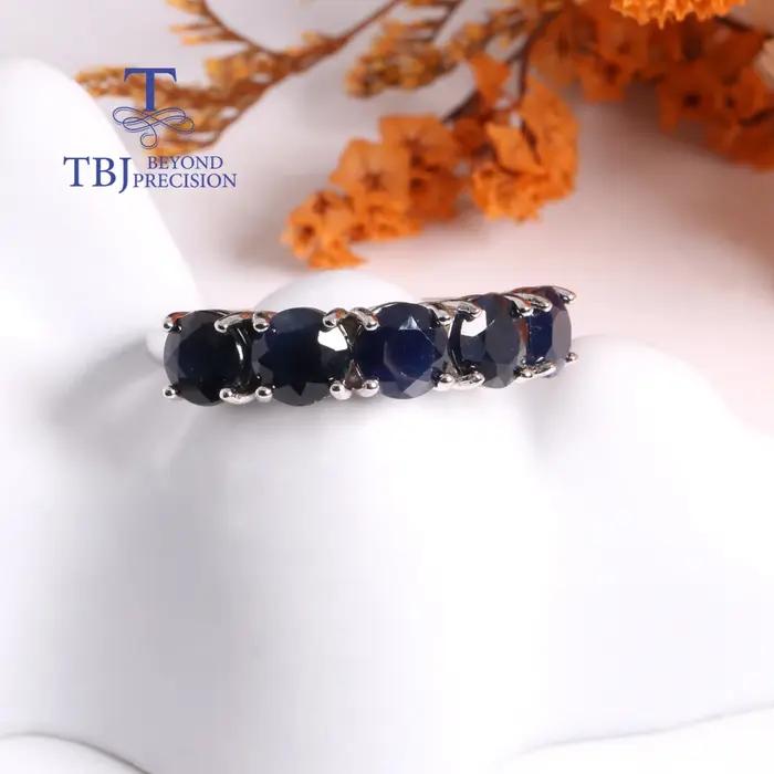 Bague en saphir bleu naturel Noble et élégante