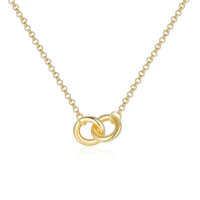 ROGHTS-Collier Double Hoop en Argent Sterling 925 pour Femme, Bijoux Classiques et Brillants, Collie