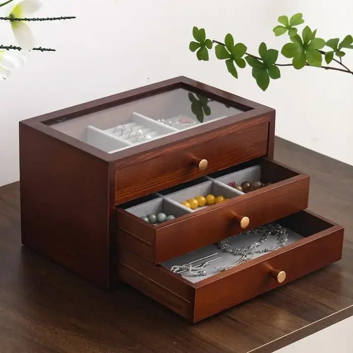 Boîte à Bijoux en Bois Multifonctionnelle de Style MELStyle Rétro